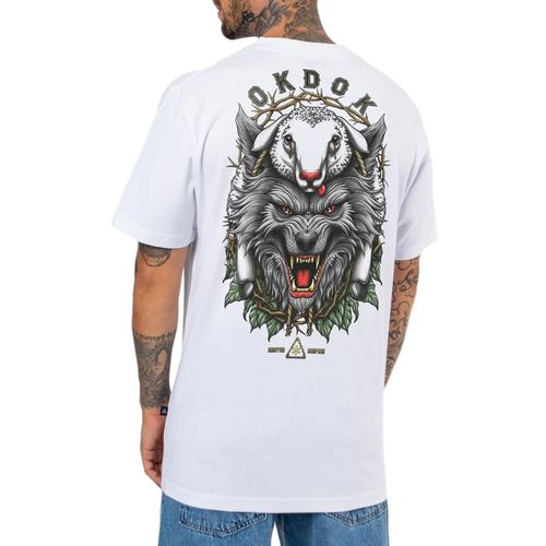 Camiseta Masculina Okdok Oversized Wolf And Sheep BRANCO-1250217- -1-